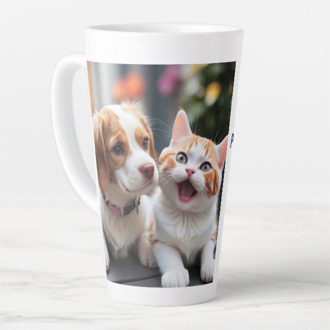 Caneca De Café Latte Pawsitivamente Puro Pet Latte Mug Design. (Ângulo esquerdo)