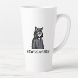 Caneca De Café Latte PAWSSASSIN Latte Mug – Hood Cat Energy