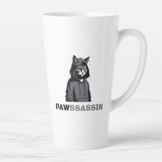 Caneca De Café Latte PAWSSASSIN Latte Mug – Hood Cat Energy