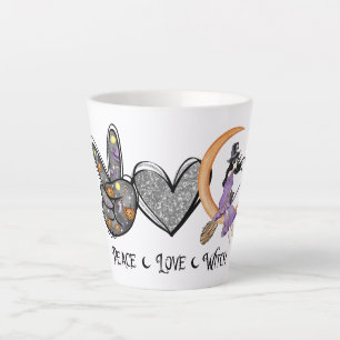 Caneca De Café Latte Paz, Amor, Bruxa