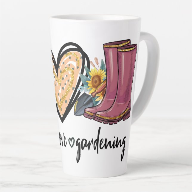 Caneca De Café Latte Paz - Amor - Jardinagem (Ângulo direito)