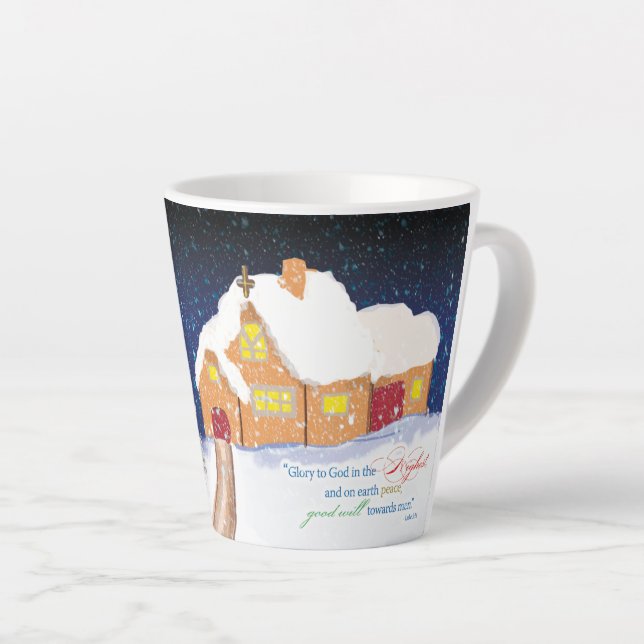 Caneca De Café Latte Paz e Boa Vontade. Mug Natal (Ângulo direito)