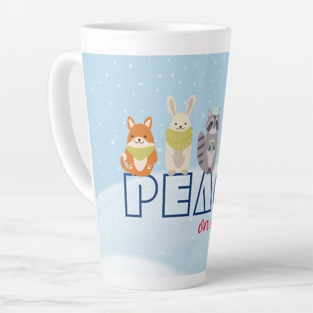 Caneca De Café Latte Paz em Animais da Terra (Ângulo esquerdo)