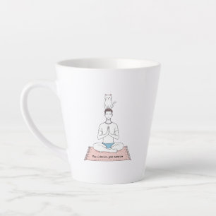 Caneca De Café Latte Paz Interior, Gato Exterior