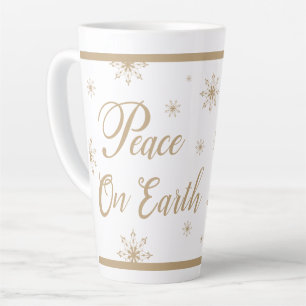 Caneca De Café Latte Paz na Terra Estrelas Douradas Natal