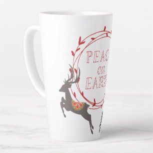 Caneca De Café Latte Paz na Terra Reindeer Holiday
