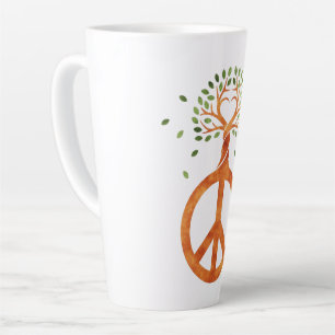 Caneca De Café Latte Paz Para Árvores - Coração De Potência Flor 1