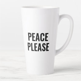 Caneca De Café Latte Paz, texto branco e preto para protesto anti-guerr
