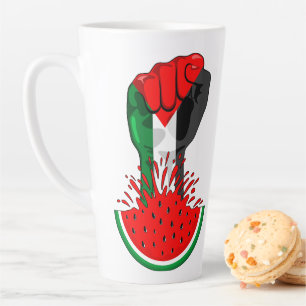 Caneca De Café Latte Pé de resistência da Palestina em Watermelon
