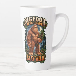 Caneca De Café Latte Pé Grande de desenho animado fofo com ramo de pinh