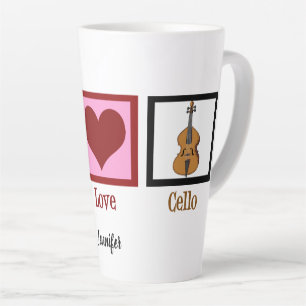 Caneca De Café Latte Peace Love Cello