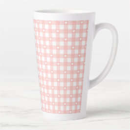Caneca De Café Latte Peach Orange Checks