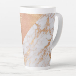Caneca De Café Latte Peachy Marble Elegance