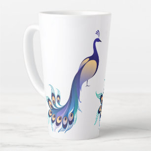 Caneca De Café Latte Peacock Design Art Latte Mug