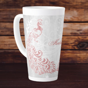 Caneca De Café Latte Peacock Rosa Personalizado