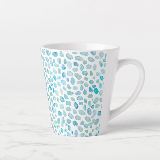 Caneca De Café Latte Pebble Sea Pintura Do Oceano Oceânico (Direita)