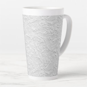 Caneca De Café Latte Pedra Branca Texturizada, Arte Monocromática Abst