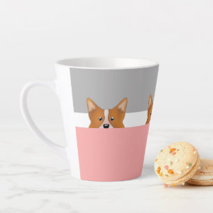 Caneca De Café Latte "Peek a Boo" Cão Corgi