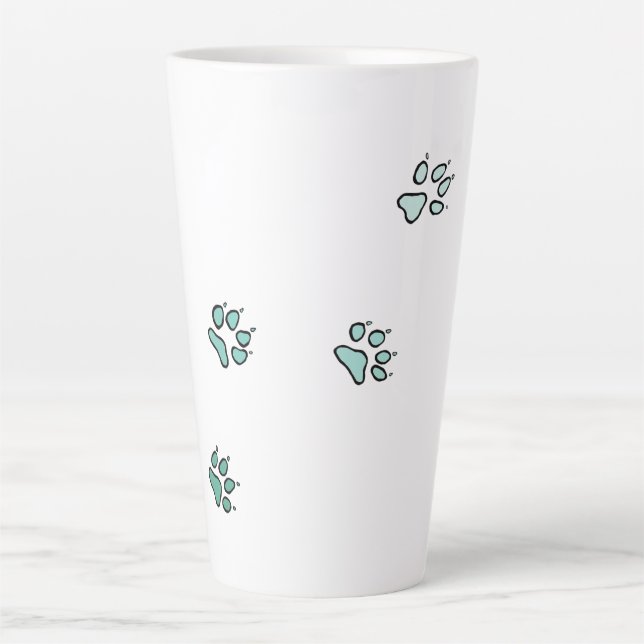 Caneca De Café Latte Pegadas de lobo (Frente)