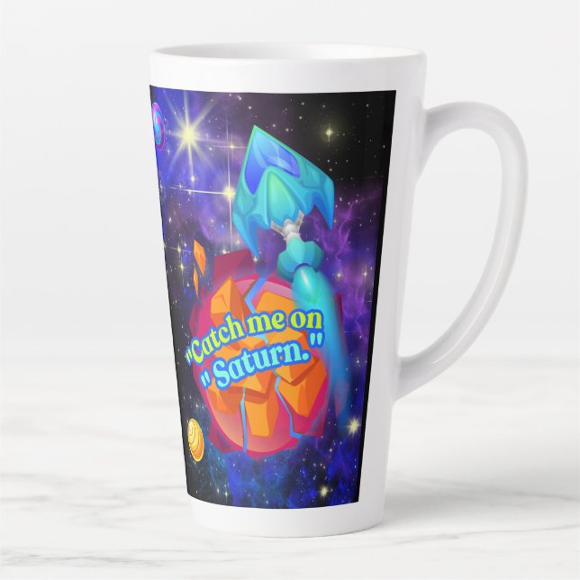 Caneca De Café Latte Pegue-me em Saturno (Direita)
