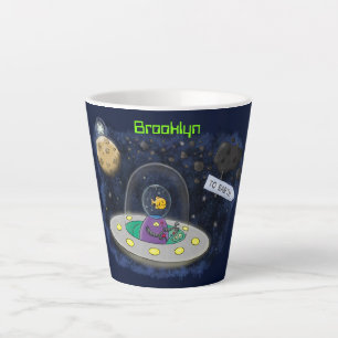 Caneca De Café Latte Peixe feliz e bonito com ilustração de desenho a