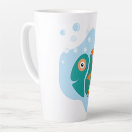 Caneca De Café Latte Peixe Na moda engraçado