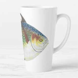 Caneca De Café Latte Peixe Opah Tropical, Animal Aquático Marinho Vinta