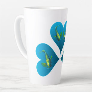 Caneca De Café Latte Peixes-Anjo Gêmeos - Ilustração de Três Corações A