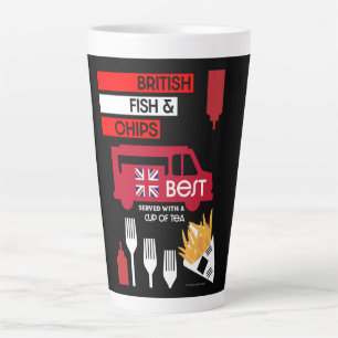 Caneca De Café Latte Peixes Clássicos E Chips Britânicos