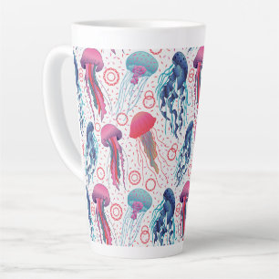 Caneca De Café Latte Peixes de gelatina coloridos