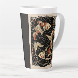 Caneca De Café Latte Peixes de Lata Grande Arte Zodiática Celestial