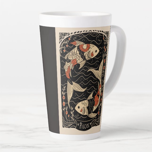 Caneca De Café Latte Peixes de Lata Grande Arte Zodiática Celestial (Ângulo direito)