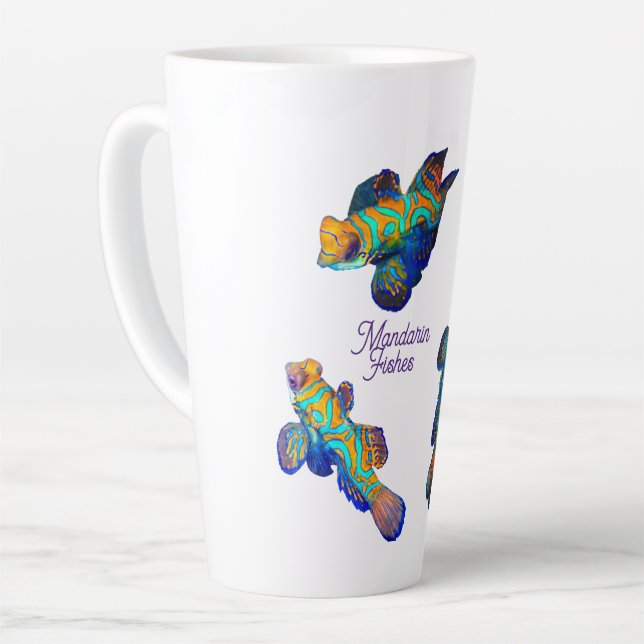 Caneca De Café Latte Peixes Mandarin  (Ângulo esquerdo)