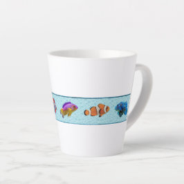 Caneca De Café Latte Peixes Tropicais (Coleção Bridget)