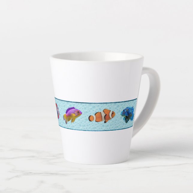 Caneca De Café Latte Peixes Tropicais (Coleção Bridget) (Ângulo direito)