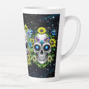 Caneca De Café Latte Peles e flores de Alienígenas extraterrestres