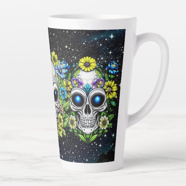 Caneca De Café Latte Peles e flores de Alienígenas extraterrestres (Direita)
