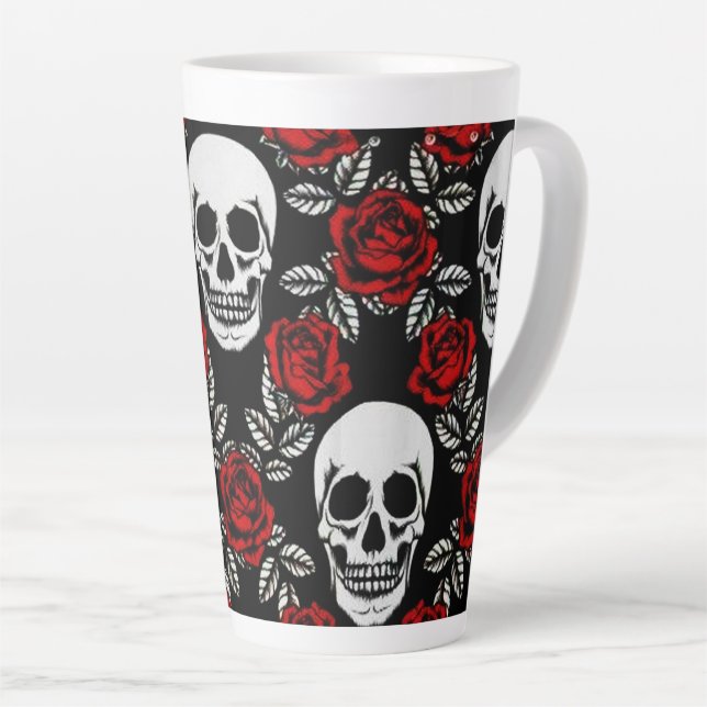 Caneca De Café Latte Peles E Rosas góticos (Ângulo direito)