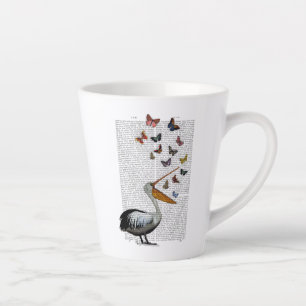 Caneca De Café Latte Pelican & Butterflies