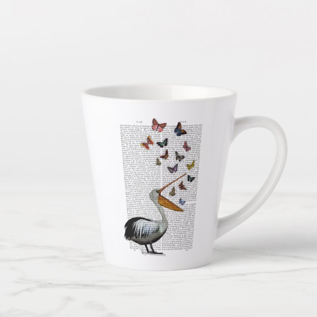 Caneca De Café Latte Pelican & Butterflies (Direita)