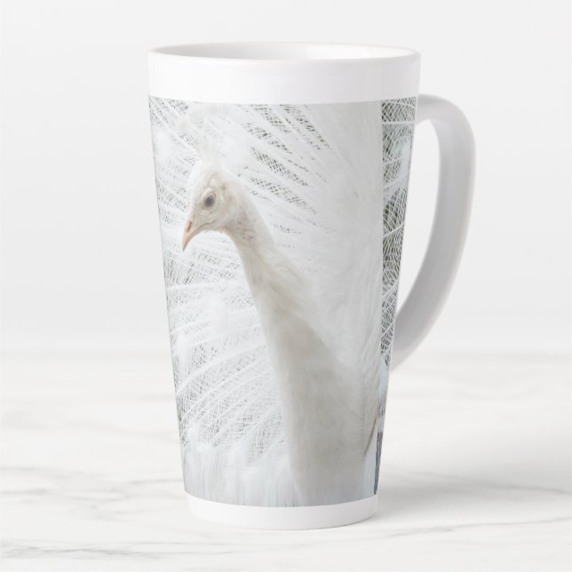 Caneca De Café Latte Penas bonitas de Peacock Branco (Ângulo direito)