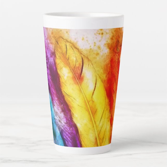 Caneca De Café Latte Penas brilhantes (Frente)