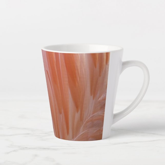 Caneca De Café Latte Penas de Flamingo em Tons de Rosa (Direita)