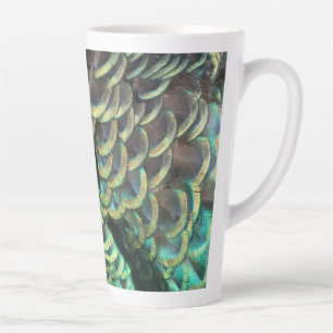 Caneca De Café Latte Penas de Peacock indonésias - Padrão de Lata
