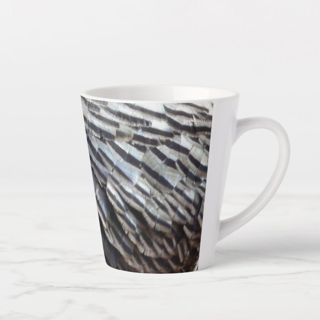 Caneca De Café Latte Penas Turcas Selvagens II Abstrato Nature Design (Direita)