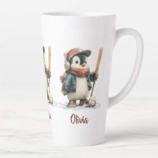 Caneca De Café Latte Pengim de Inverno Personalizado para Crianças de S