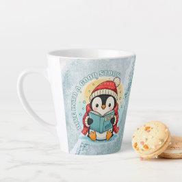 Caneca de Café Latte Penguin Encantador para Livro