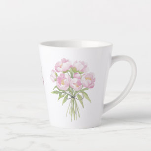 Caneca De Café Latte Peônias cor-de-rosa com cerâmica Arco