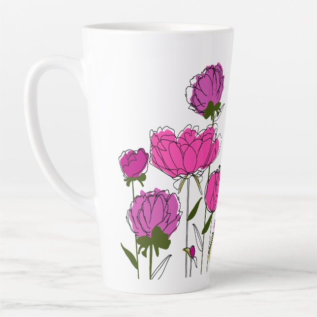 Caneca De Café Latte Peonies Latte Mug (Esquerda)