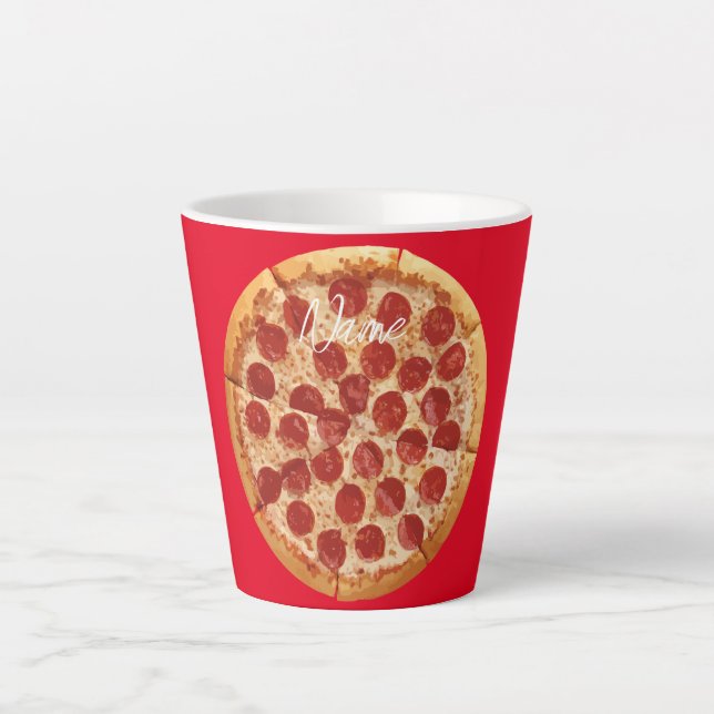 Caneca De Café Latte Pepperoni Pizza Thunder_Cove (Frente)